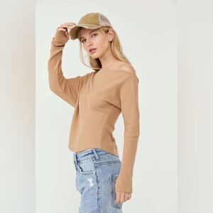 We the free free people asymmetrical off the shoulder top medium boho poplin